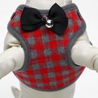 Шлейка с поводком, размер М, поводок 120×1 см, ОШ 28-48 см, ОГ 32-52 см, мягкая, красная, серая - Фото 2