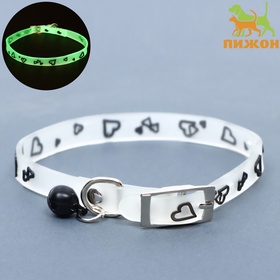 Ошейник «Нежные сердца», 30×1 см, ОШ 19-26 см, светящийся в темноте., цвет МИКС