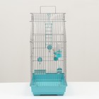Клетка для птиц "Пижон" №101, хром , укомплектованная, 41х30х65 см, бирюзовая - Фото 13