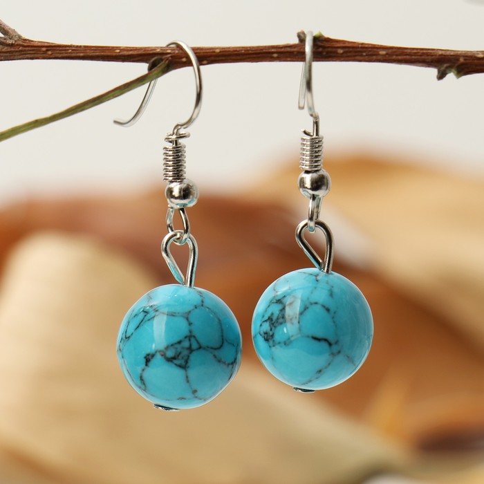 Серьги шар №12 «Бирюза» - Фото 1