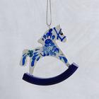 Сувенир "Лошадка-качалка" под гжель, 6,5 см, ручная роспись - фото 6309501