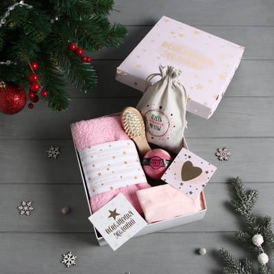 Набор новогодний подарочный «Этель. Исполнения желаний», 4 предмета, полотенце, расчёска, повязка