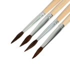 Набор кистей для рисования, белка, 4 штуки: № 1, 2, 3, 4, круглые, деревянная ручка, международный размер - фото 65315330