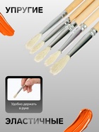 Набор кистей для рисования, коза, 5 штук: № 1, 2, 3, 4, 5, круглые, деревянная ручка, международный размер - Фото 2