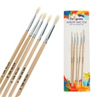 Набор кистей для рисования, коза, 5 штук: № 1, 2, 3, 4, 5, круглые, деревянная ручка, международный размер 4725850