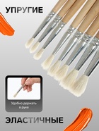 Набор кистей для рисования, коза, 8 штук: № 1, 2, 3, 4, 5, 6, 7, 8, круглые, деревянная ручка, международный размер - Фото 2