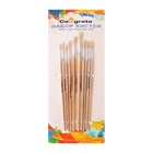 Набор кистей для рисования, коза, 10 штук: № 1, 2, 3, 4, 5, 6, 7, 8, 9, 10, круглые, деревянная ручка, международный размер - Фото 17