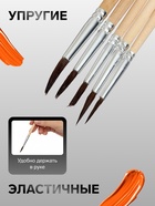 Набор кистей для рисования, пони, 5 штук: № 1, 2, 3, 4, 5, круглые, деревянная ручка, международный размер - Фото 2