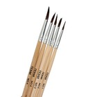 Набор кистей пони 5 штук (круглые:№1,2,3,4,5), с деревянными ручками, на блистере - Фото 2