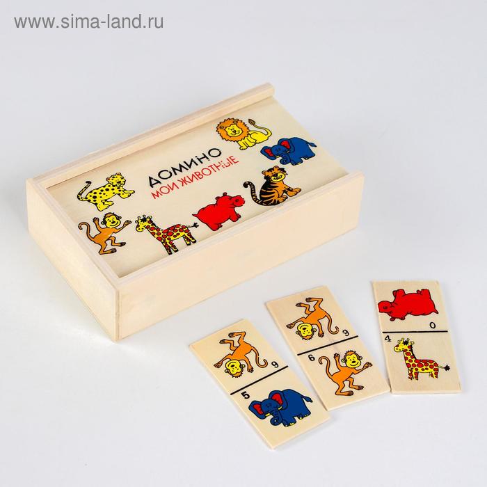 Деревянная игрушка "Веселое домино" в ассортименте, 28 фишек - Фото 1