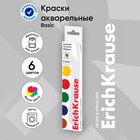 Акварель ErichKrause, 6 цветов, без кисти, картон, европодвес (облегчённая упаковка) - Фото 1