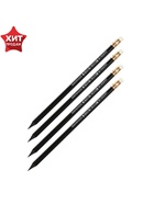 Набор карандашей чернографитных Calligrata, 4 штуки, HB, с ластиком, шестигранные, пластиковые, чёрный корпус - Фото 3