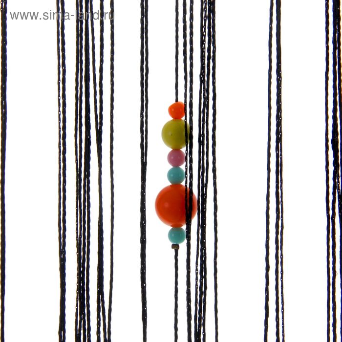 Штора нитяная с бусинами 100х200 см "Непринужденность", цвет черный - Фото 1