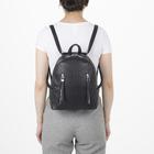 Рюкзак молодёжный, отдел на молнии, 2 наружных кармана, цвет чёрный - Фото 3