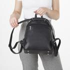 Рюкзак молодёжный, отдел на молнии, 2 наружных кармана, цвет чёрный - Фото 5