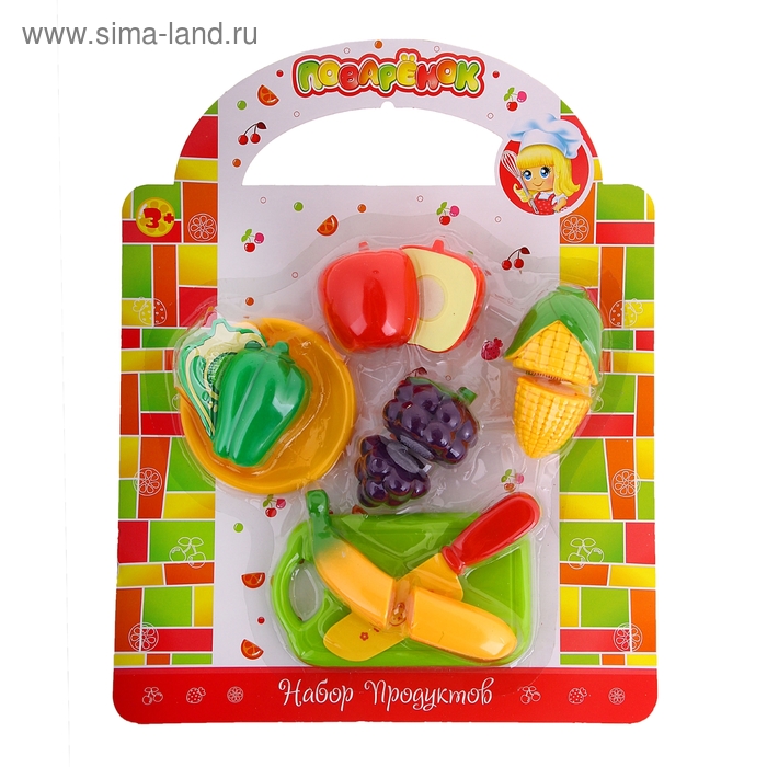 Набор продуктов-нарезка "Поваренок", на липучках, 13 предметов, МИКС - Фото 1