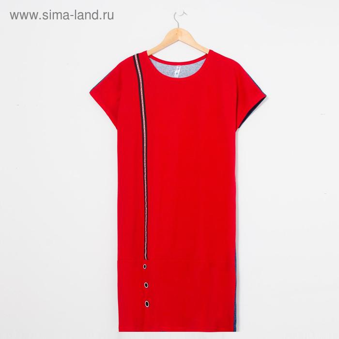 Туника женская, цвет джинс/красный, размер 46 - Фото 1