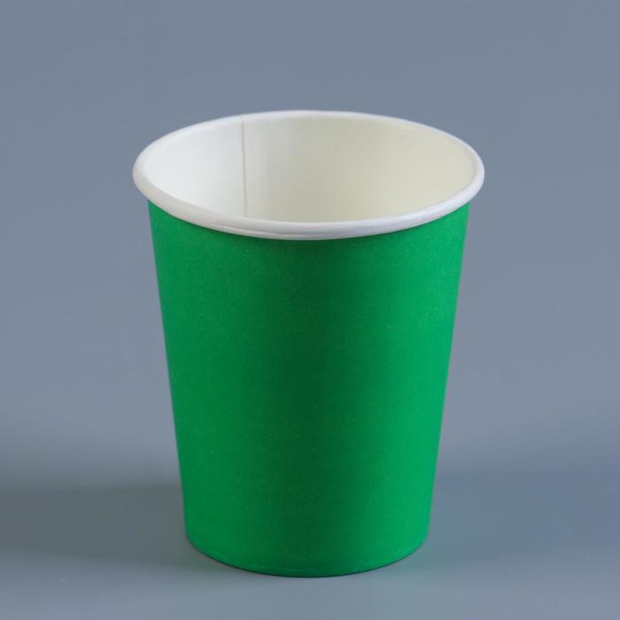 Стакан бумажный "Зелёный" для горячих напитков, 250 мл - Фото 1