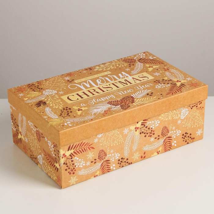 Коробка подарочная «С новым годом и Рождеством!», 32,5 × 20 × 12,5 см - Фото 1