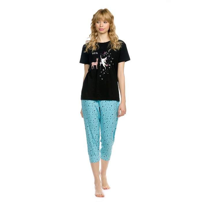 Комплект из футболки и бриджей женский, размер XXS, цвет чёрный