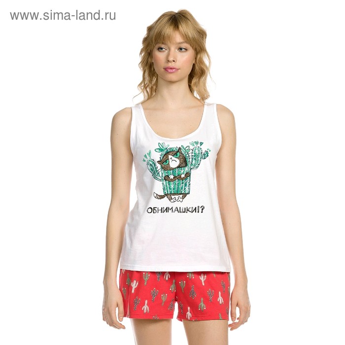 Комплект из майки и шорт женский, размер XXS, цвет белый