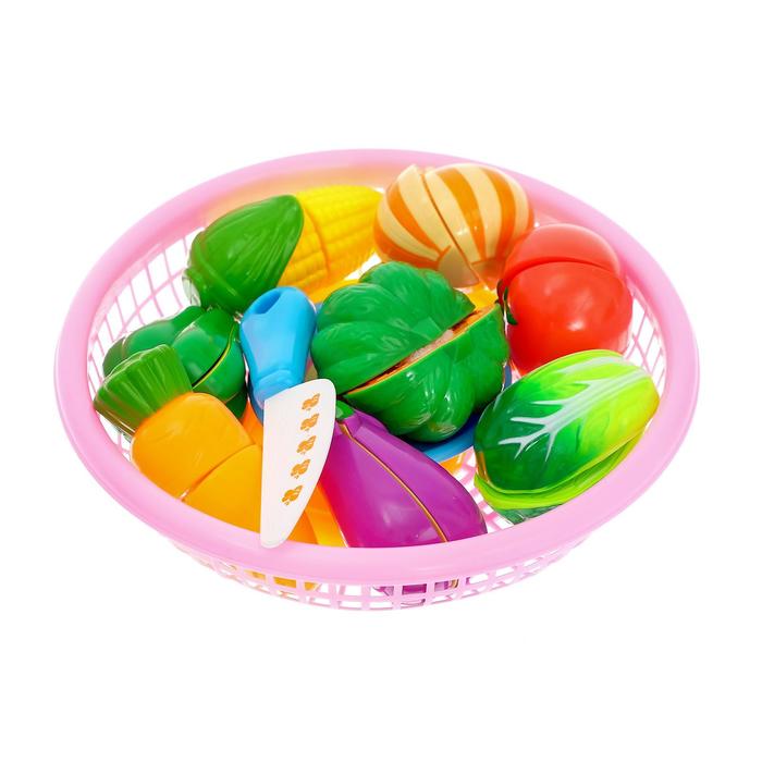Набор продуктов-нарезка «Поварёнок« в корзинке, на липучках, 12 предметов, цвета МИКС - Фото 1