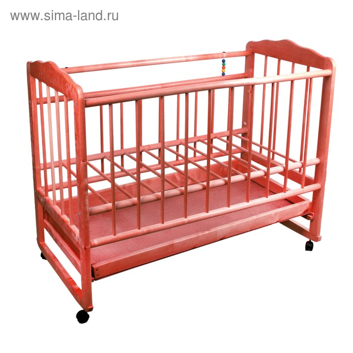 Детская кроватка «Женечка-4» на колёсах или качалке, с ящиком, цвет вишня - Фото 1