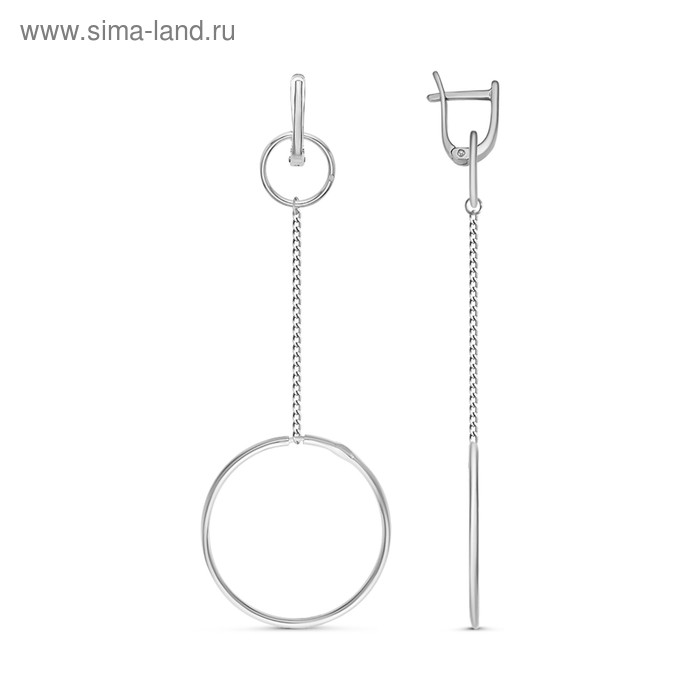 Серьги висячие «Круги» посеребрение