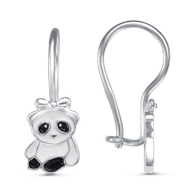 Серьги детские «Панда» посеребрение, цвет чёрно-белый