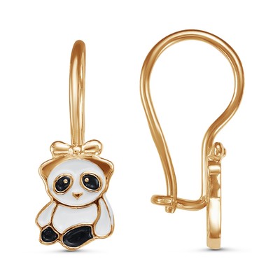 Серьги детские «Панда» розовое золочение, цвет чёрно-белый
