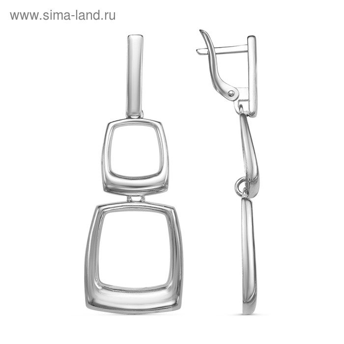 Серьги «Минимал» квадраты, посеребрение с оксидированием - Фото 1