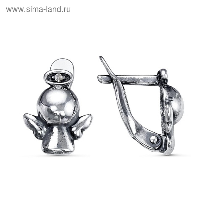 Серьги детские «Ангелочек» посеребрение с оксидированием - Фото 1