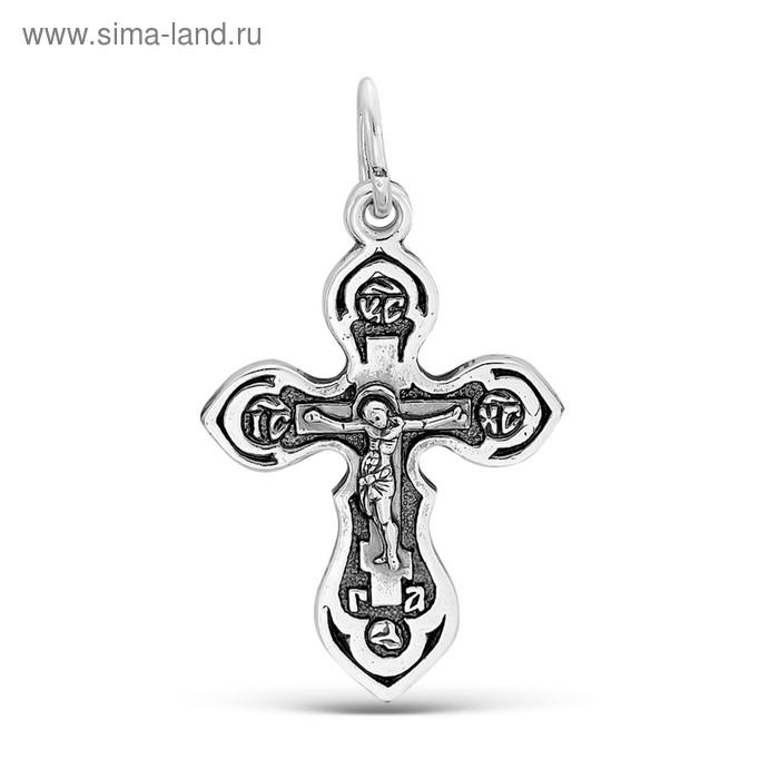 Крест нательный «Православный» округлый, посеребрение с оксидированием - Фото 1