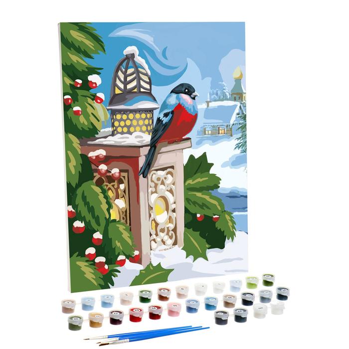 Новогодняя картина по номерам на холсте с подрамником «Новый год! Снегирь», 30 × 40 см - Фото 1