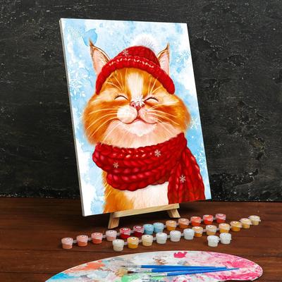 Картина по номерам на холсте с подрамником «Довольный кот» 30×40 см