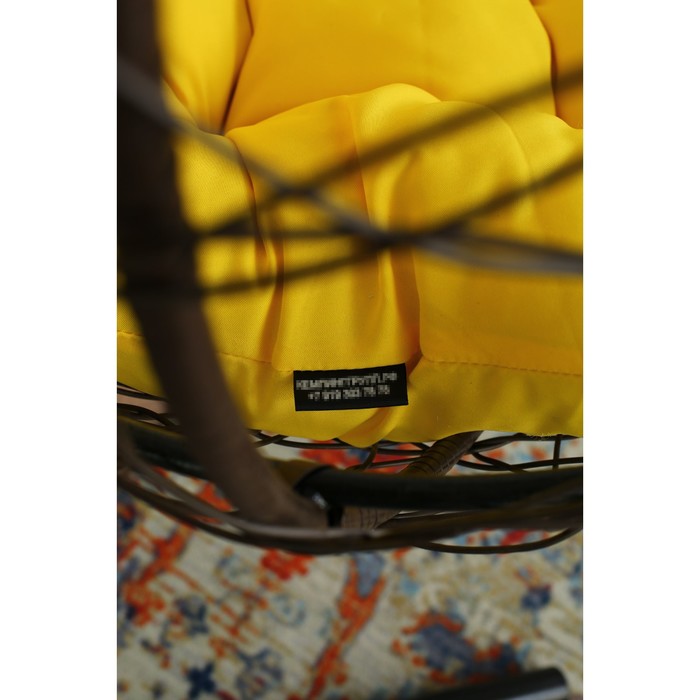 Подвесное кресло «Бароло», капля, цвет коричневый, подушка жёлтая, стойка - фото 1908573894
