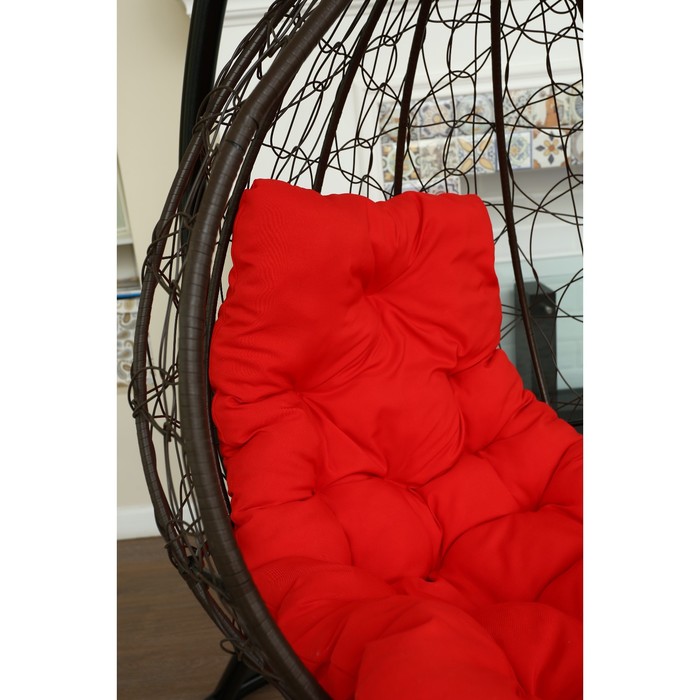 Подвесное кресло «Бароло», капля, цвет коричневый, подушка красная, стойка - фото 1908573900