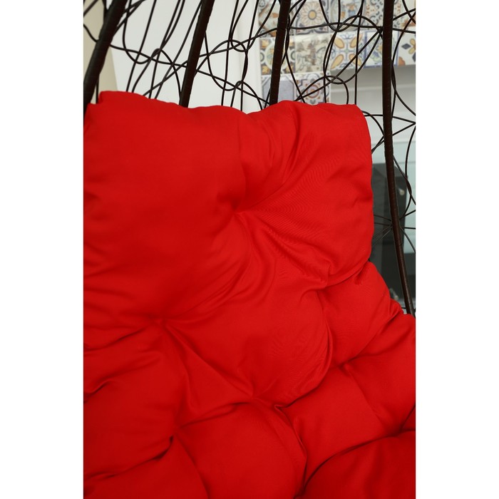 Подвесное кресло «Бароло», капля, цвет коричневый, подушка красная, стойка - фото 1908573901