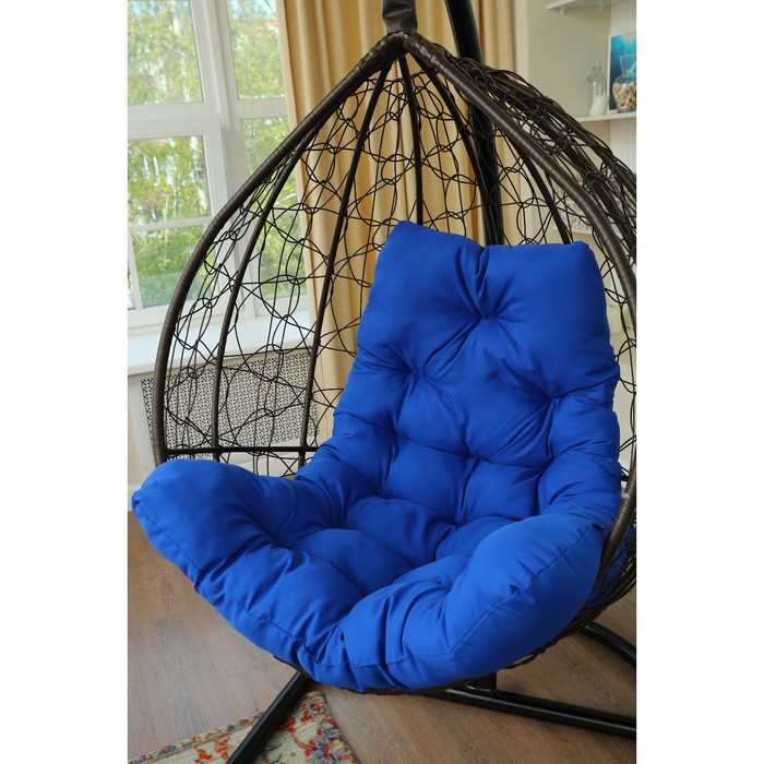 Подвесное кресло «Бароло», капля, цвет коричневый, подушка синяя, стойка - фото 1908573907
