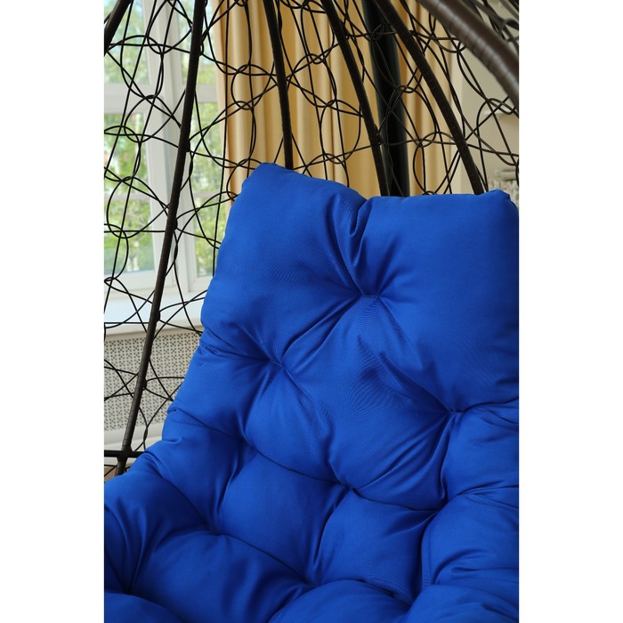 Подвесное кресло «Бароло», капля, цвет коричневый, подушка синяя, стойка - фото 1908573908
