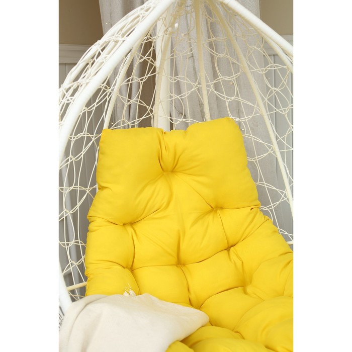 Подвесное кресло «Бароло», капля, цвет белый, подушка жёлтая, стойка - фото 1908573915