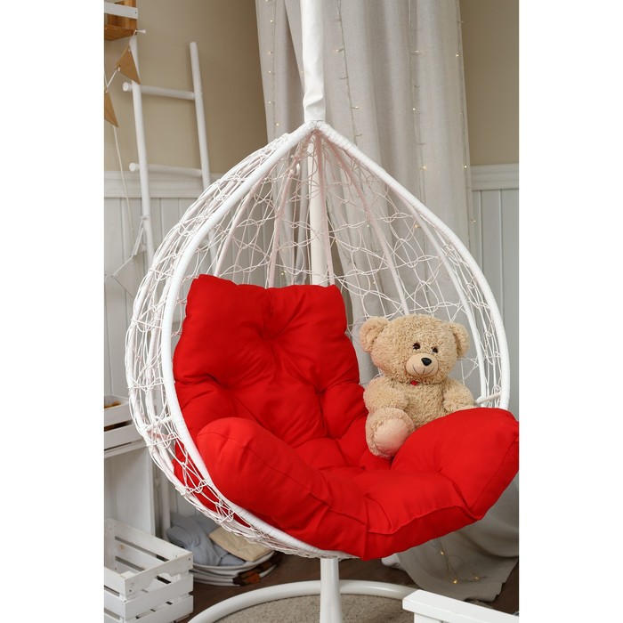 Подвесное кресло «Бароло», капля, цвет белый, подушка красная, стойка - фото 1908573917