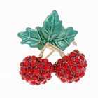 Брошь «Вишня зимняя» малая, цвет красно-зеленый в золоте - Фото 1