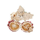 Брошь «Вишня зимняя» малая, цвет красно-зеленый в золоте - Фото 2