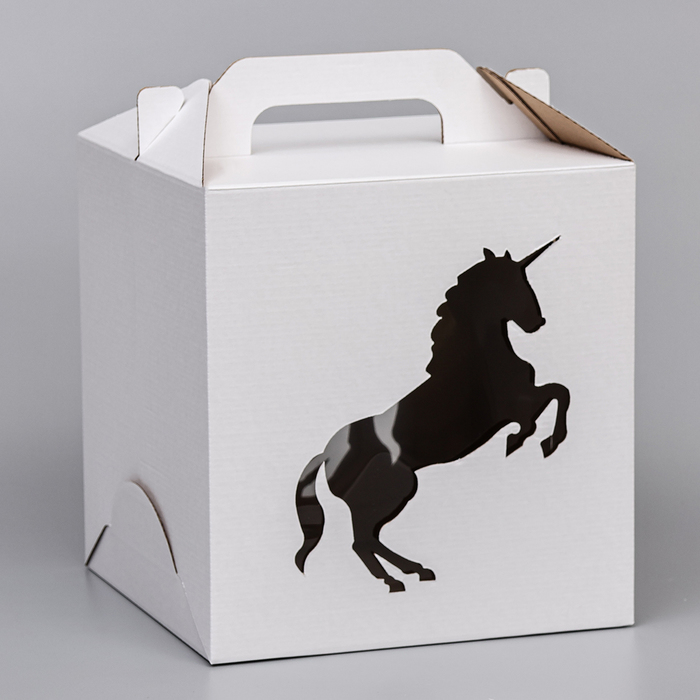 

Кондитерская упаковка "Единорог", 2 окна, 26 х 26 х 28 см