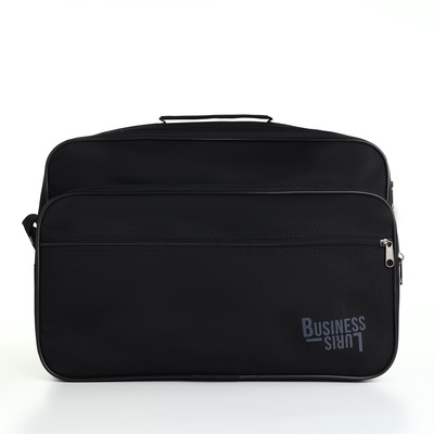 Сумка мужская Luris, 2 отдела на молнии, 2 наружных кармана, 40×16×28 см, чёрная