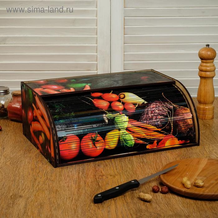 Хлебница деревянная "Овощной ящичек", цветная, 37х27х14 см - Фото 1