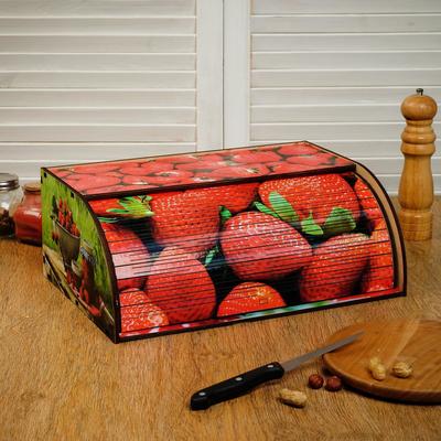 Хлебница Дарим Красиво «Клубника садовая», 38×26×14 см, дерево, красная