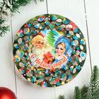 Тарелка сувенирная деревянная "Новогодний. Дед Мороз и Снегурочка", цветной - фото 294939569
