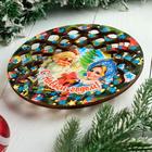 Тарелка сувенирная деревянная "Новогодний. Дед Мороз и Снегурочка", цветной - Фото 2